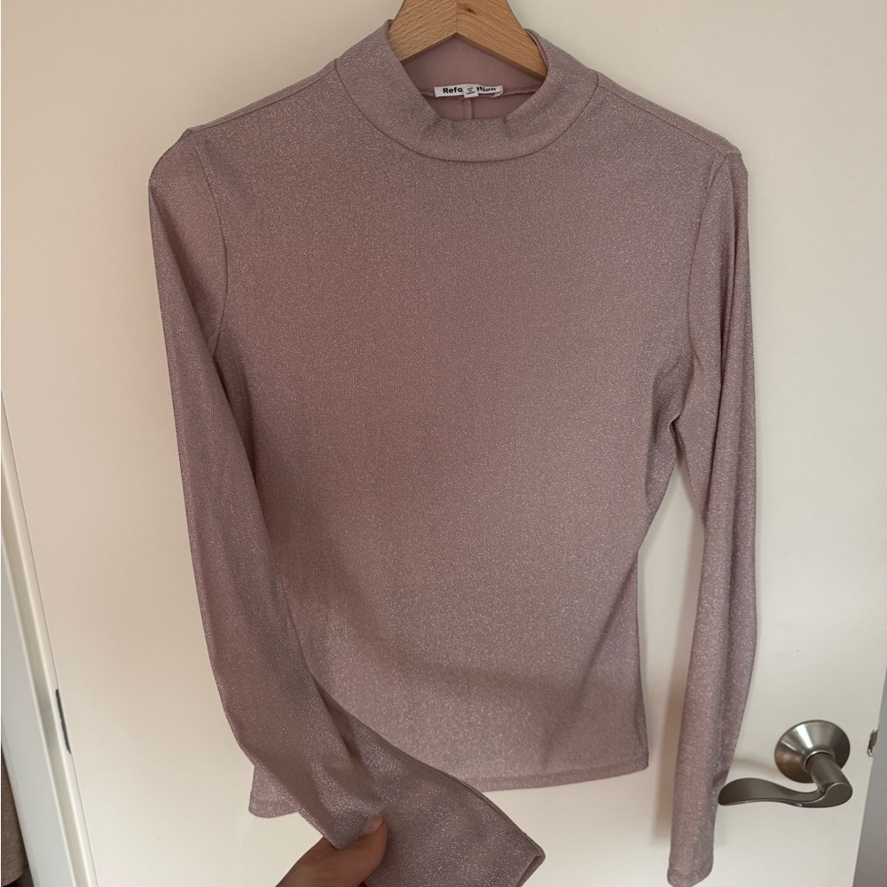 Reformation Shimmering Mauve Long Sleeve Top
